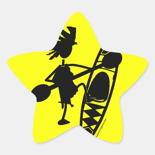 Sticker Étoile Kayak Canoe Joyeux Silhouette (Devant)
