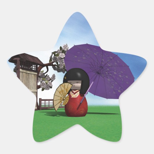 Sticker Étoile Kokeshi Doll (Devant)