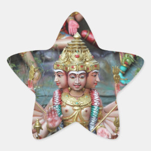 Sticker Étoile La déesse Durga avec trois têtes temple hindou