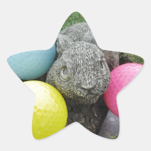 Sticker Étoile Lapin avec oeuf jaune rose (Devant)