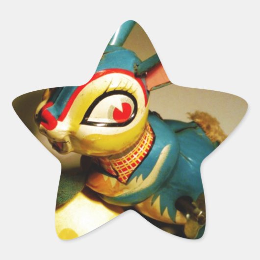 Sticker Étoile lapin jouet et oeuf jaune pâle (Devant)