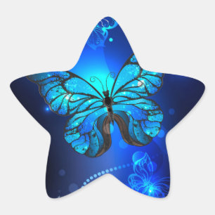 Sticker Étoile Le papillon morpho dans l'Arrière - plan sombre