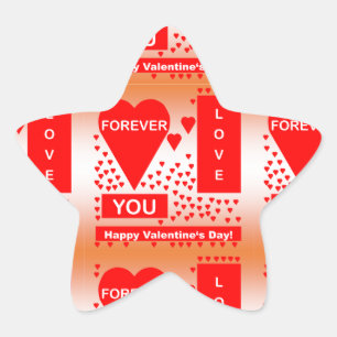 Sticker Étoile Le texte de heureuse Sainte-Valentin aiment pour