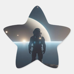 Sticker Étoile Les astronautes flottant dans l'univers