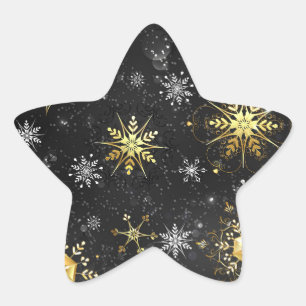 Sticker Étoile Les flocons dorés de Noël sur l'Arrière - plan noi