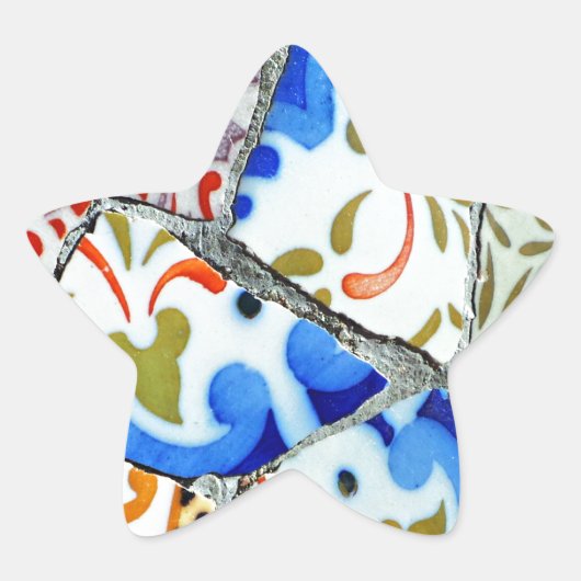 Sticker Étoile Les mosaïques du parc Guell de Gaudi (Devant)