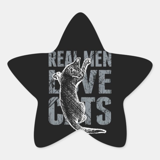 Sticker Étoile Les vrais hommes adorent les chats en style détend (Devant)