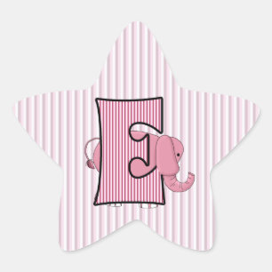 Sticker Étoile LETTRE MONOMOBILE ÉLÉphANT rose E FEMMES
