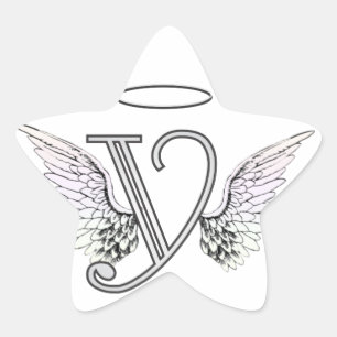 Sticker Étoile Lettre Y Monogramme initial avec ailes angéliques