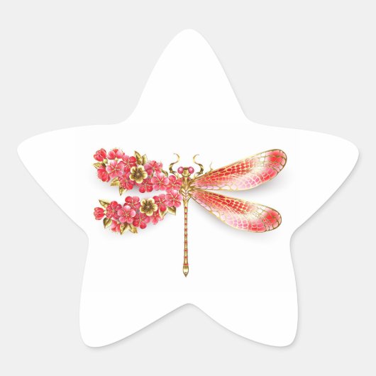 Sticker Étoile libellule de fleurs avec sakura de bijoux (Devant)