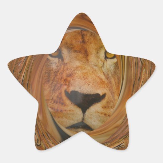 Sticker Étoile Lion Abstrait Safari Art (Devant)