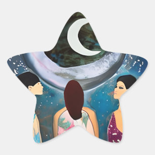 Sticker Étoile L'oeuvre d'art de la lune qui bénit les femmes
