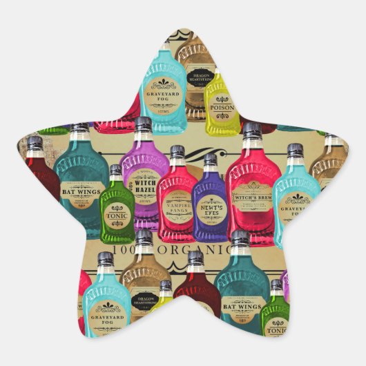 Sticker Étoile Magic Potion Apothecary Halloween Tonic Bottles (Devant)