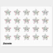 Sticker Étoile Magnolia Blanc Blush Rose Floral Cupcake Toppers (Feuille)