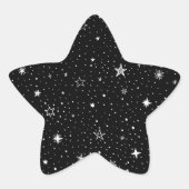 Sticker Étoile Main Blanche Tirée Étoiles Sur Noir (Devant)