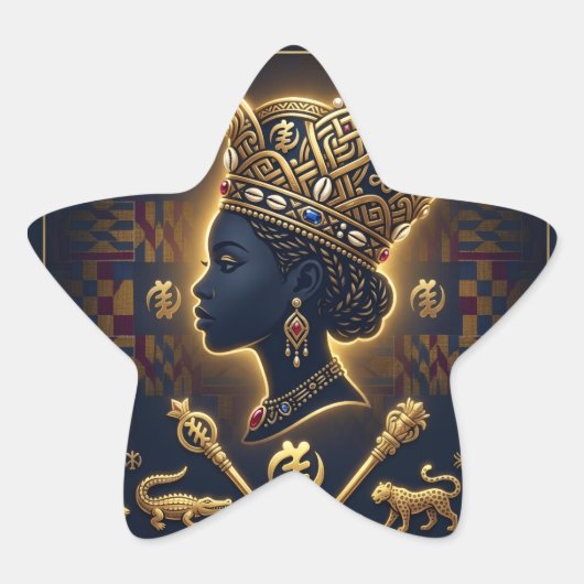 Sticker Étoile Majestic African queen portrait  (Devant)