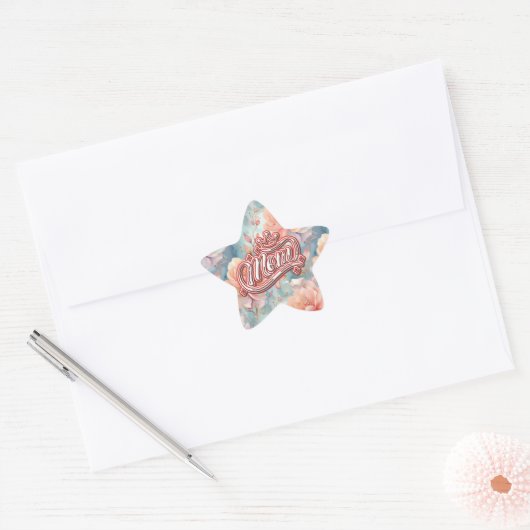 Sticker Étoile Maman Queen Floral (Enveloppe)