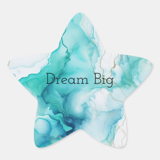 Sticker Étoile Marbre d'encre Mint Aqua (Devant)