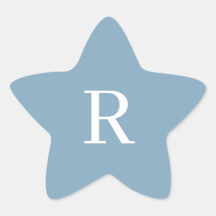 Sticker Étoile Mariage Jour J Dusty Blue Blanc Monogrammes