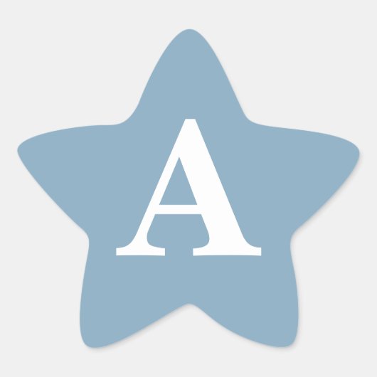 Sticker Étoile Mariage Simple Blanc Bleu Poussiéreux Monogrammes (Devant)
