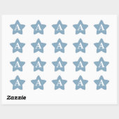 Sticker Étoile Mariage Simple Blanc Bleu Poussiéreux Monogrammes (Feuille)