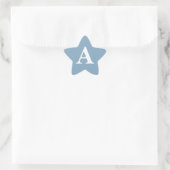 Sticker Étoile Mariage Simple Blanc Bleu Poussiéreux Monogrammes (Sac)