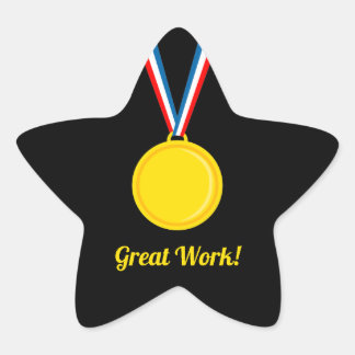 Sticker Étoile Médaille d'or de Grande Réussite Prix Scolaire Rou