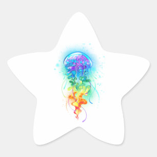 Sticker Étoile Méduse arc-en-ciel