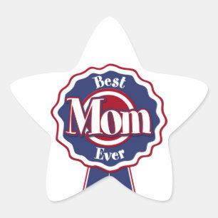 Sticker Étoile Meilleure maman Ever Ribbon bleu