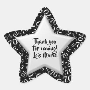 Sticker Étoile Merci - 70e nombre Motif noir et blanc