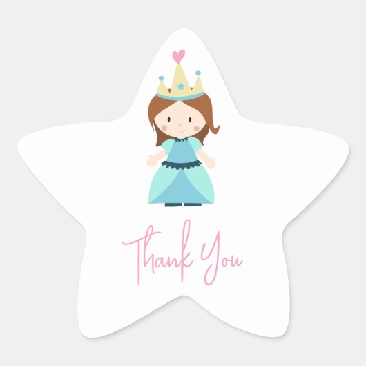 Sticker Étoile Merci de fête d'anniversaire de la princesse (Devant)