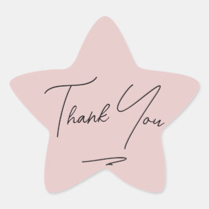 Sticker Étoile Merci manuscrit minimaliste rose pâle