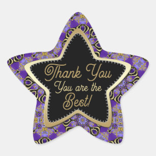 Sticker Étoile Merci Star Violet +Or Vous êtes le Meilleur