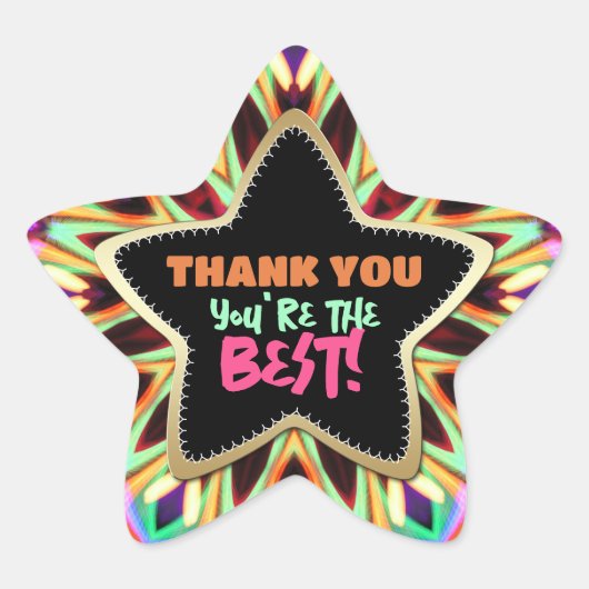 Sticker Étoile Merci ♥ Vous êtes le meilleur Rainbow Colours Star (Devant)