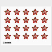 Sticker Étoile Merry Christmas, Sparkling Red and Gold Design (Feuille)