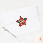 Sticker Étoile Merry Christmas, Sparkling Red and Gold Design (Enveloppe)