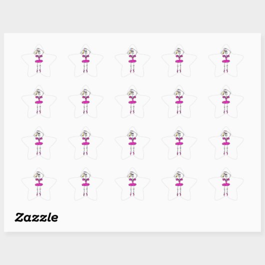Sticker Étoile Mignonne Squelette Ballerina Pink Tutu Chaussons (Feuille)