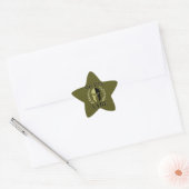 Sticker Étoile Molon Labe Laurels en Masque Spartiate Vert olive (Enveloppe)