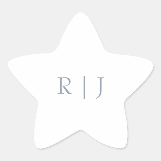 Sticker Étoile Monogramme bleu poussiéreux Initiales Mariage mini (Devant)