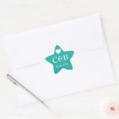 Sticker Étoile Monogramme de mariage à l'étoile turquoise (Enveloppe)