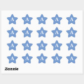 Sticker Étoile Monogramme initiale bleu barbeau blanc personnalis (Feuille)