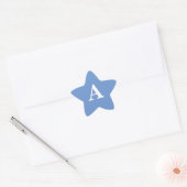 Sticker Étoile Monogramme initiale bleu barbeau blanc personnalis (Enveloppe)