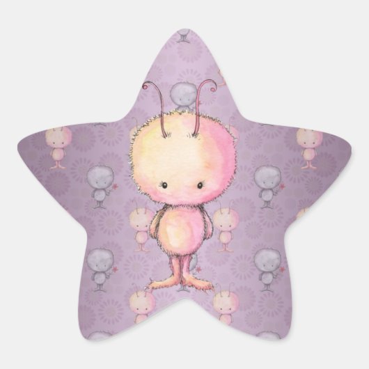 Sticker Étoile Monstres Fluffy Cute Fuzzy (Devant)