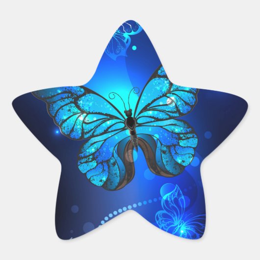 Sticker Étoile Morpho Butterfly in the Dark Background (Devant)