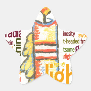 Sticker Étoile Mot de flamme de bougie Cloud Art Imprimer