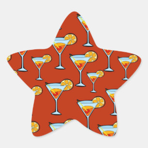 Sticker Étoile Motif à cocktails Dark Orange Martini