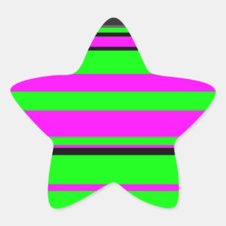 Sticker Étoile Motif à rayures couleur noir rose chaud