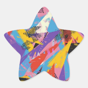 Sticker Étoile motif Abstrait des années 80