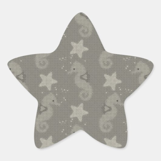 Sticker Étoile Motif Antique Seahorse Et Starfish (Devant)