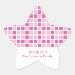 Sticker Étoile Motif Carré rose